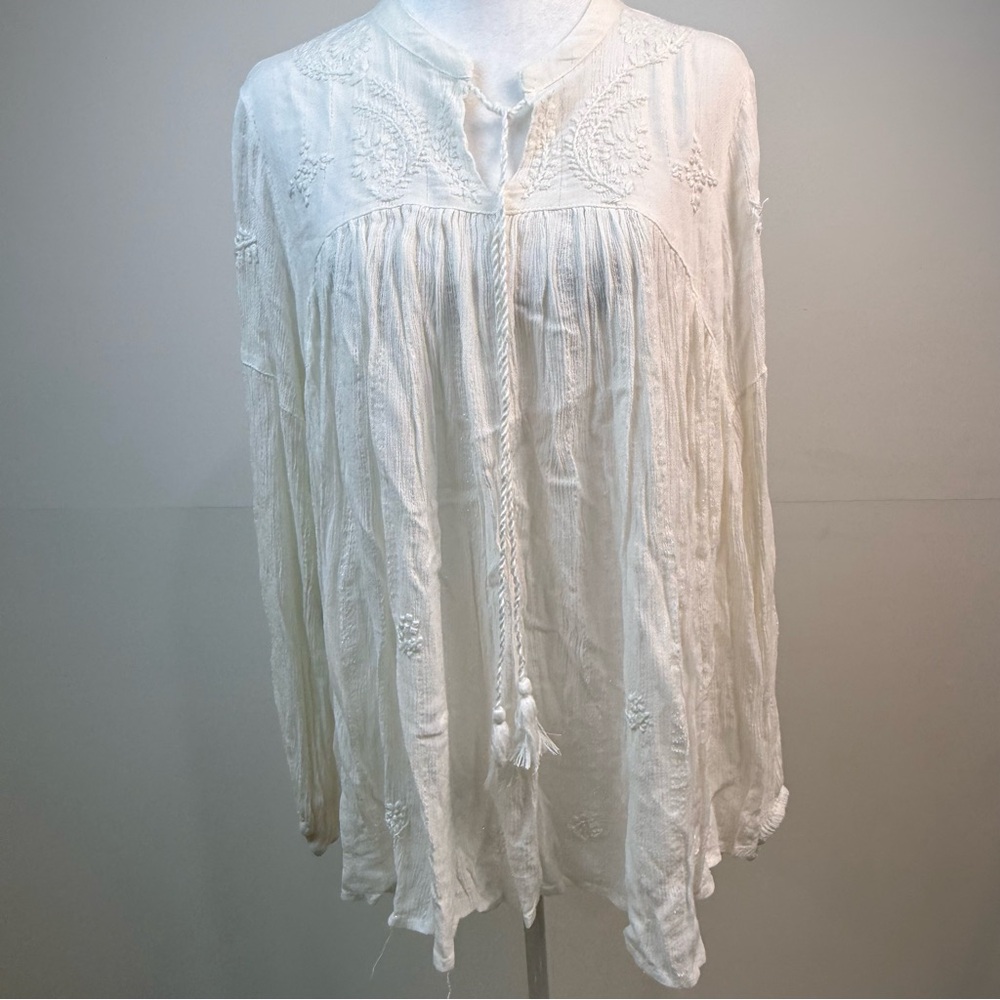 Rachel Zoe Ivory Embroidered Boho Tunic Top | Like New | Bohemian - Picture 4 of 17